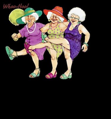 joyful old ladies dancing